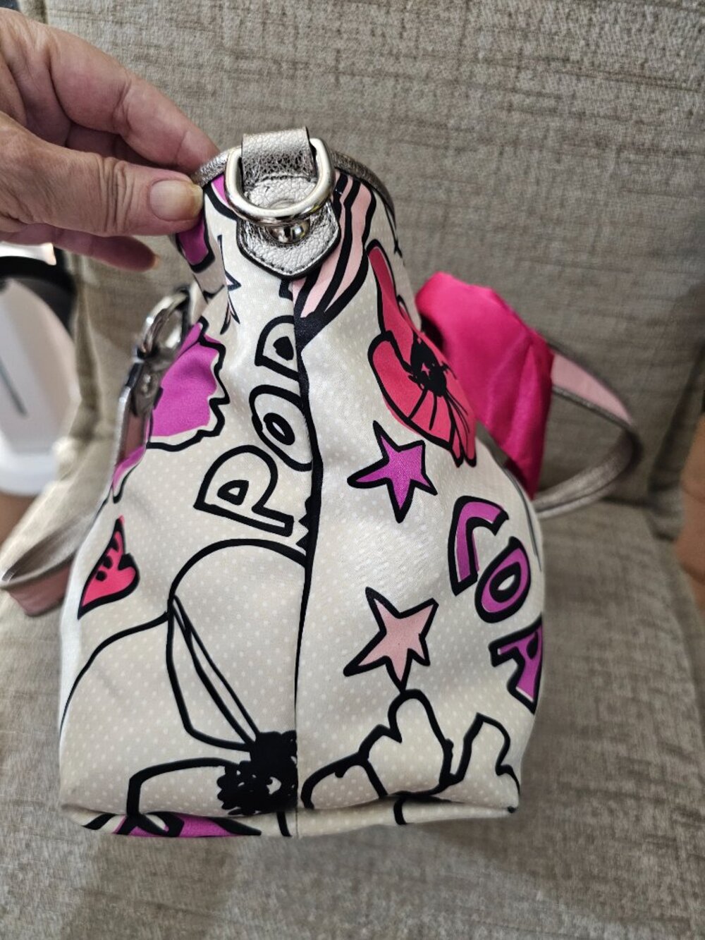 COACH Poppy 16308 Pop C Graffiti Pink Bow Satchel Crossbody Bag- 4 Hangtags! - Picture 8 of 16